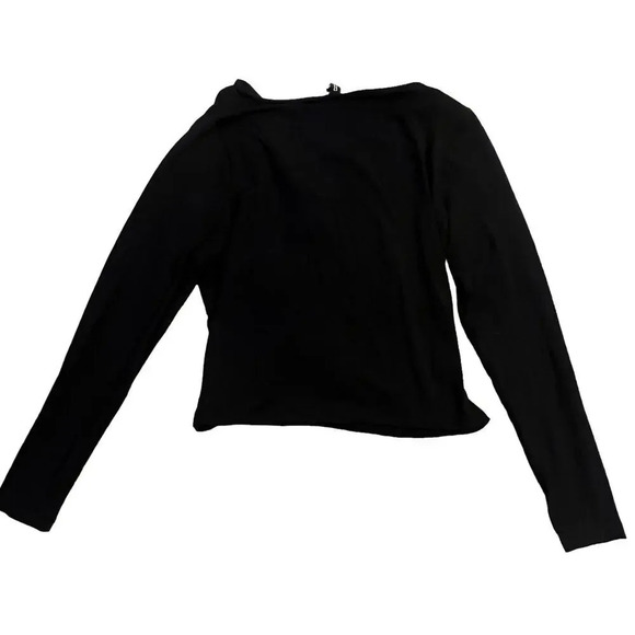 NWT H&M Divided Women's Medium Black Long Sleeve Wrap Top‎ Casual Fall Blouse - Picture 6 of 6